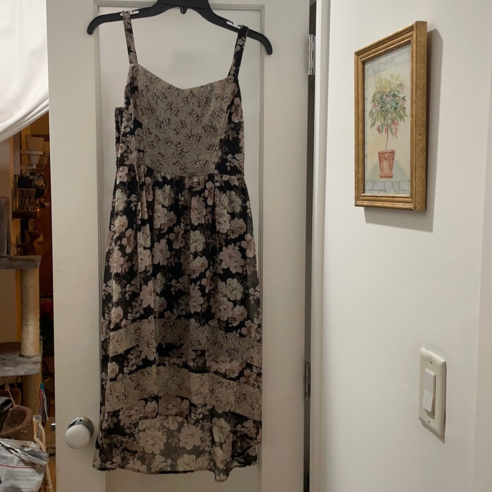 Mudd pink and black floral 90s grunge dress